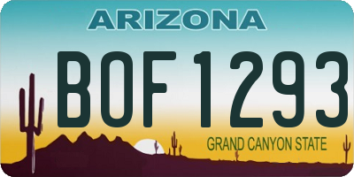 AZ license plate BOF1293