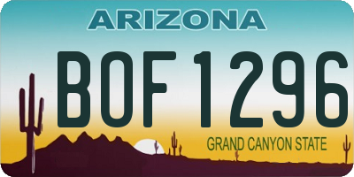 AZ license plate BOF1296