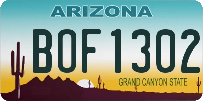 AZ license plate BOF1302