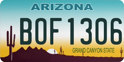 AZ license plate BOF1306