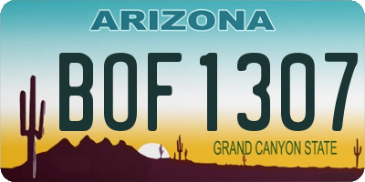 AZ license plate BOF1307