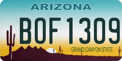 AZ license plate BOF1309