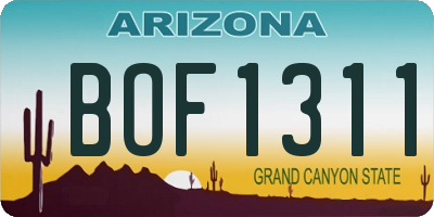 AZ license plate BOF1311