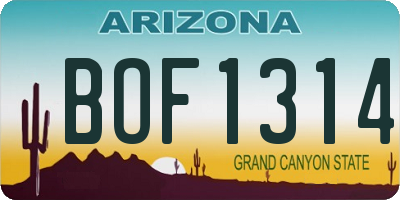 AZ license plate BOF1314