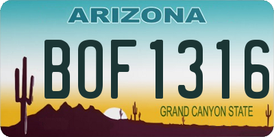 AZ license plate BOF1316