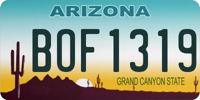 AZ license plate BOF1319
