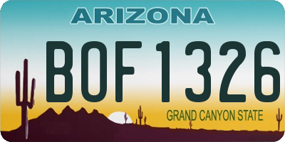 AZ license plate BOF1326