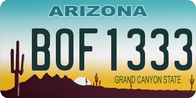 AZ license plate BOF1333
