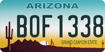 AZ license plate BOF1338