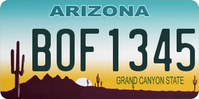 AZ license plate BOF1345