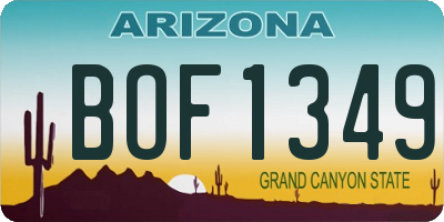 AZ license plate BOF1349