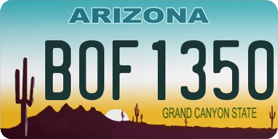 AZ license plate BOF1350