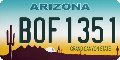 AZ license plate BOF1351