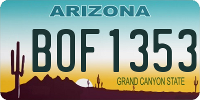 AZ license plate BOF1353
