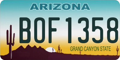 AZ license plate BOF1358