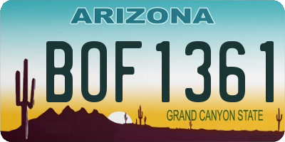 AZ license plate BOF1361