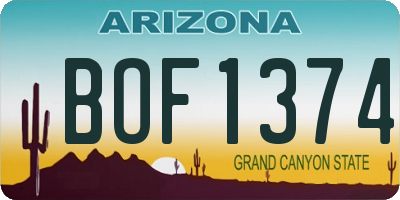 AZ license plate BOF1374