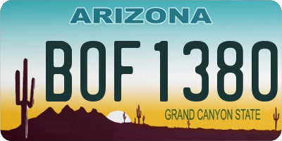 AZ license plate BOF1380