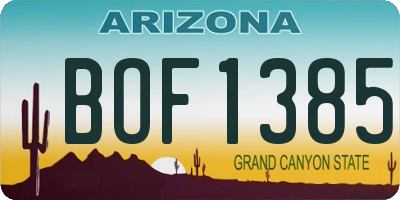 AZ license plate BOF1385