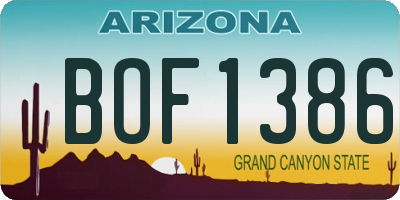 AZ license plate BOF1386