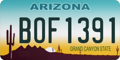 AZ license plate BOF1391