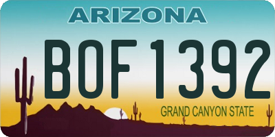 AZ license plate BOF1392