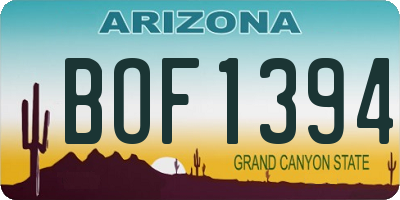 AZ license plate BOF1394