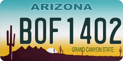 AZ license plate BOF1402