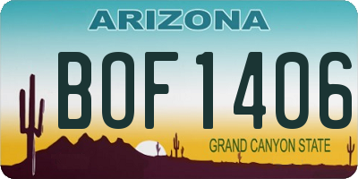 AZ license plate BOF1406