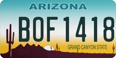 AZ license plate BOF1418