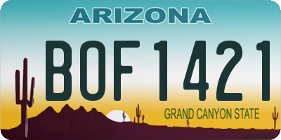 AZ license plate BOF1421