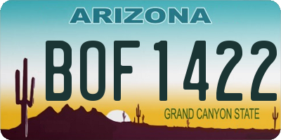 AZ license plate BOF1422