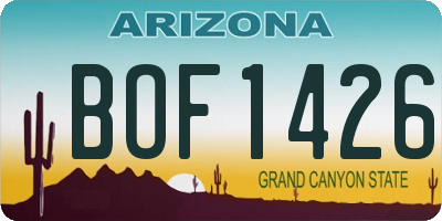 AZ license plate BOF1426