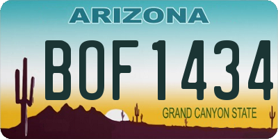 AZ license plate BOF1434