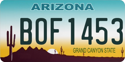 AZ license plate BOF1453