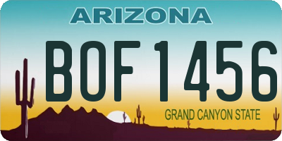 AZ license plate BOF1456