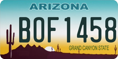 AZ license plate BOF1458