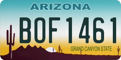 AZ license plate BOF1461