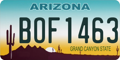AZ license plate BOF1463