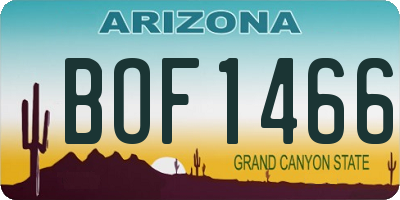 AZ license plate BOF1466