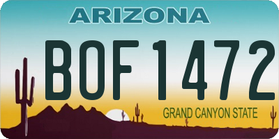 AZ license plate BOF1472