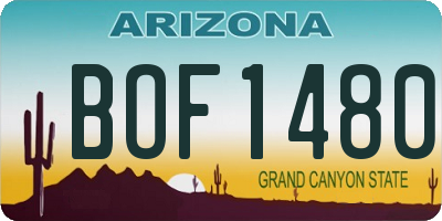 AZ license plate BOF1480