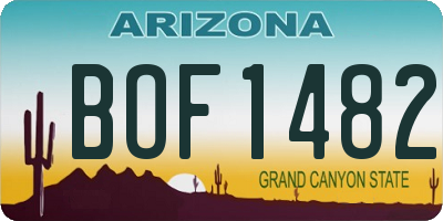AZ license plate BOF1482