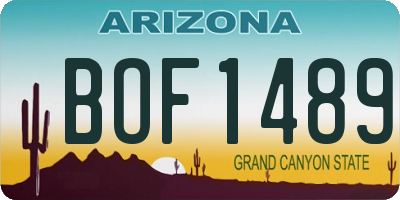 AZ license plate BOF1489