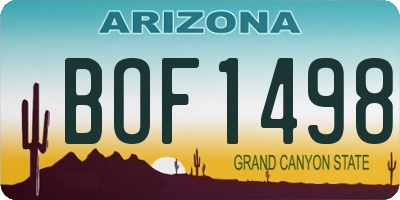AZ license plate BOF1498