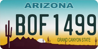 AZ license plate BOF1499