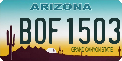 AZ license plate BOF1503