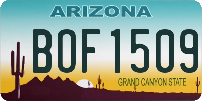 AZ license plate BOF1509