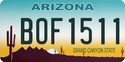AZ license plate BOF1511