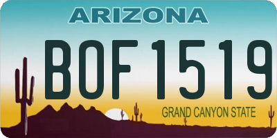 AZ license plate BOF1519